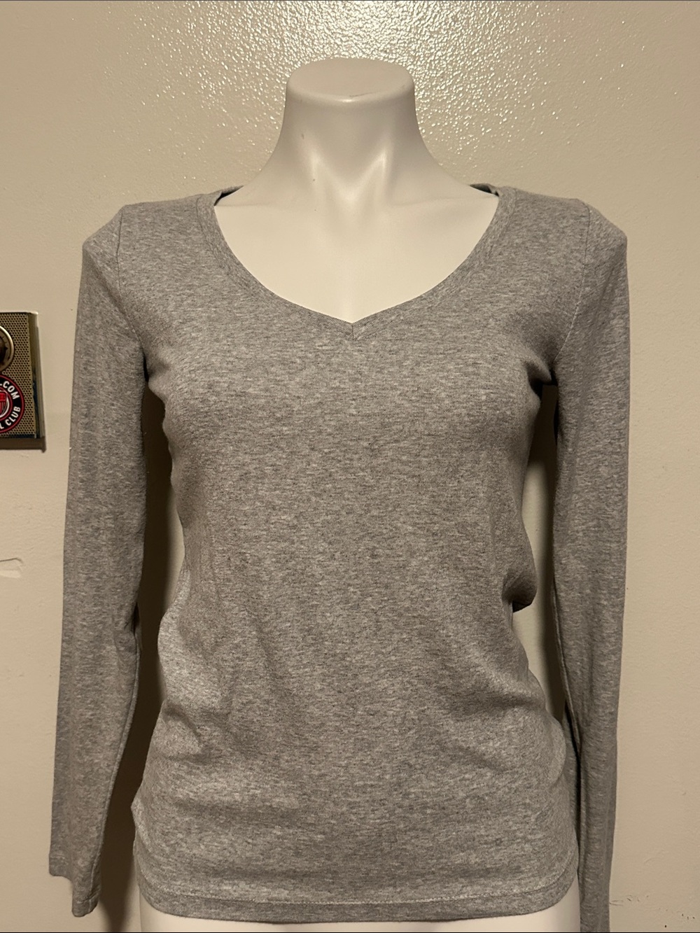 GAP Light Gray V-Neck Long Sleeve Tee